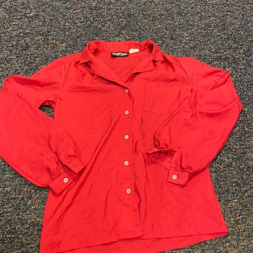 Charisma Fuscia button down blouse sz. S